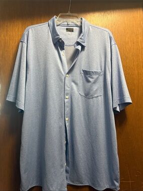 Greg Norman Light Blue Short-Sleeve Button-Up Shirt - Casual Men's Shirt